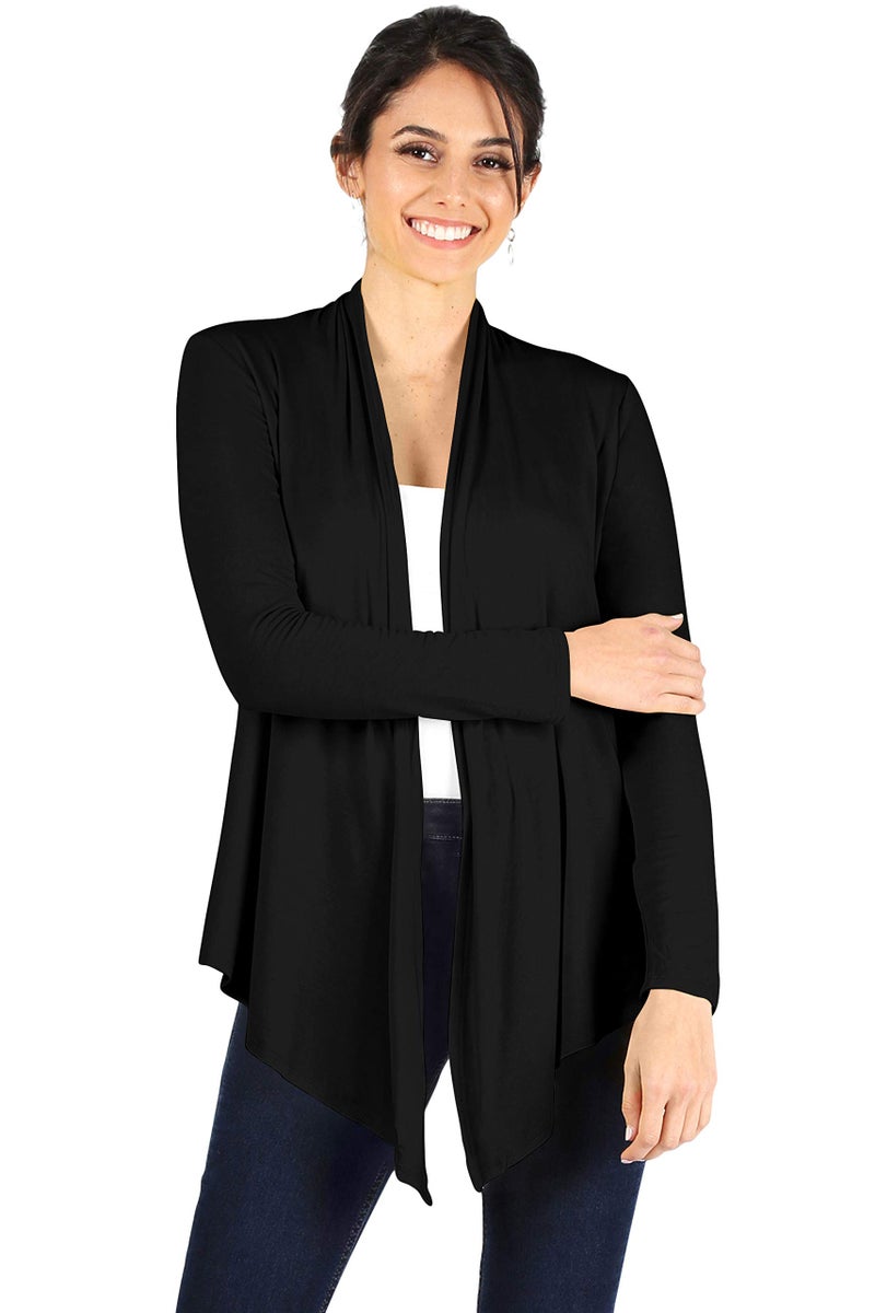 Simlu Womens Open Drape Cardigan Reg and Plus Size Cardigan Sweater Long Sleeves - USA,Black,XXX-Large - Image 1